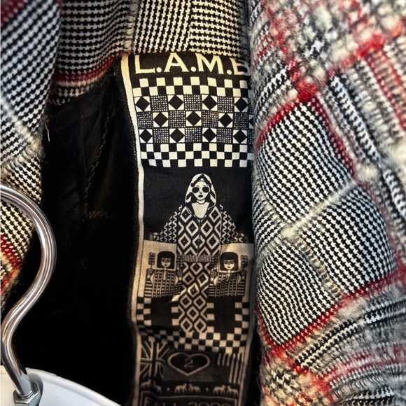 L.A.M.B 2008 size small outdoors plaid attached purse hoodie midi jacket. - Picture 8 of 10